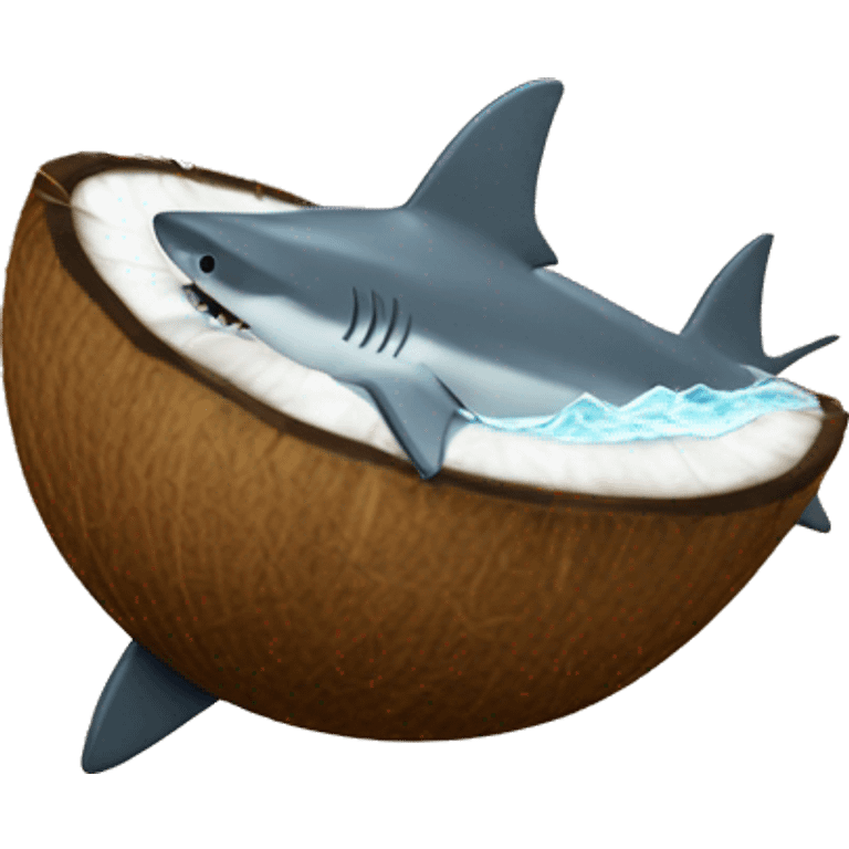 shark swimming in coconut emoji