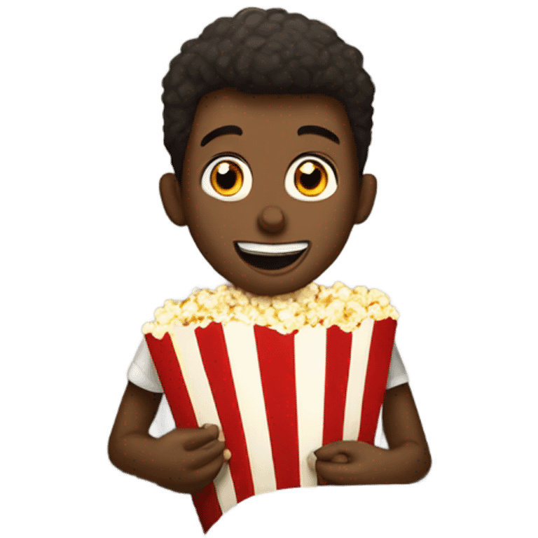 cinema seat with a boy eating popcorns emoji