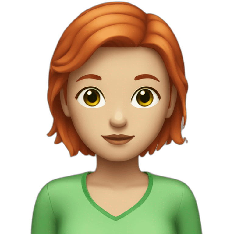 girl with short red hair and green eyes emoji