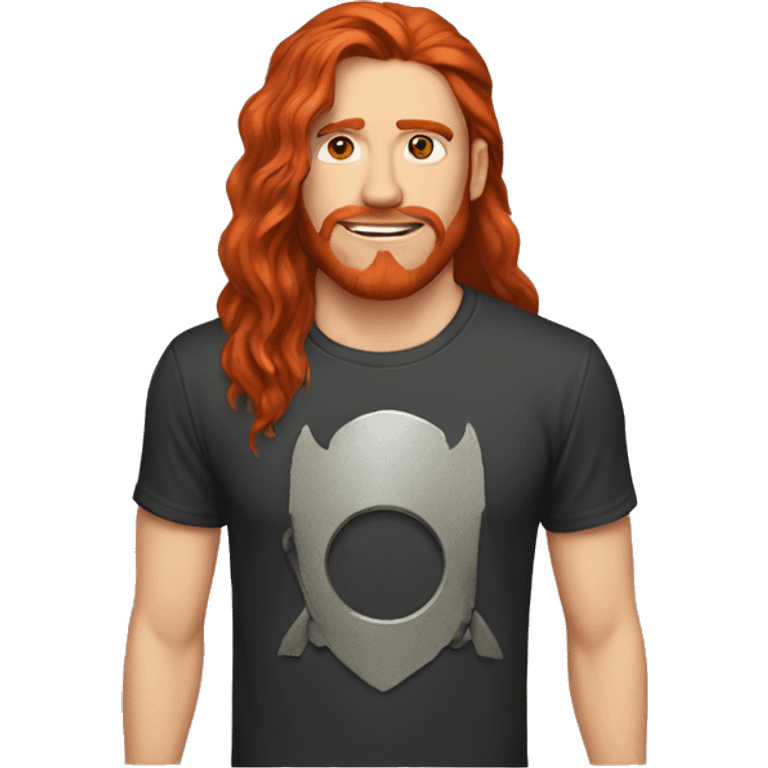 guy with long red hair and no beard with a metal band shirt emoji