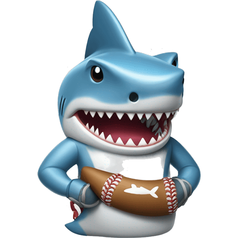 Shark with a pacifier and baseball gear emoji