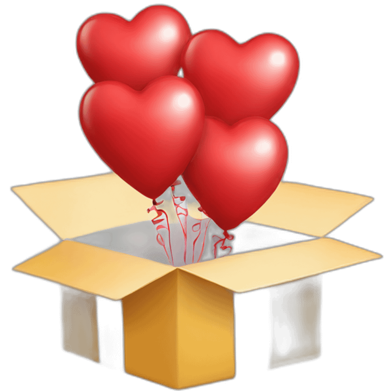 Open gift box with heart balloons  emoji