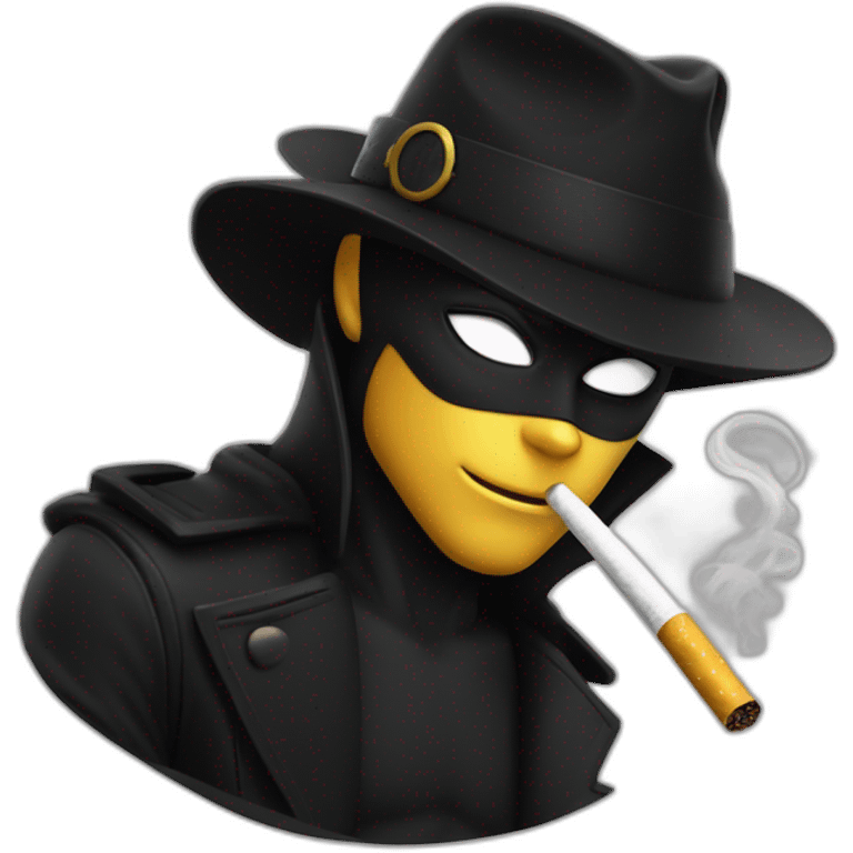 Chat noir fumé une cigarette emoji