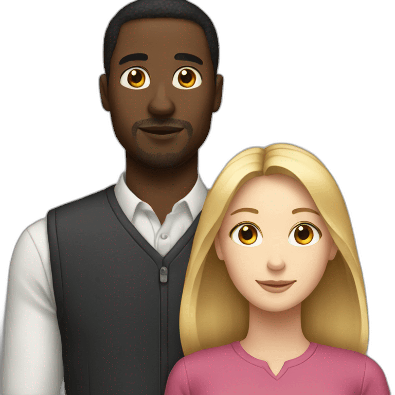 couple white woman and black man emoji