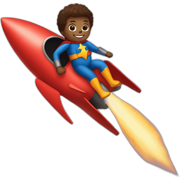 person dressed with a superhero cape riding on a rocket emoji