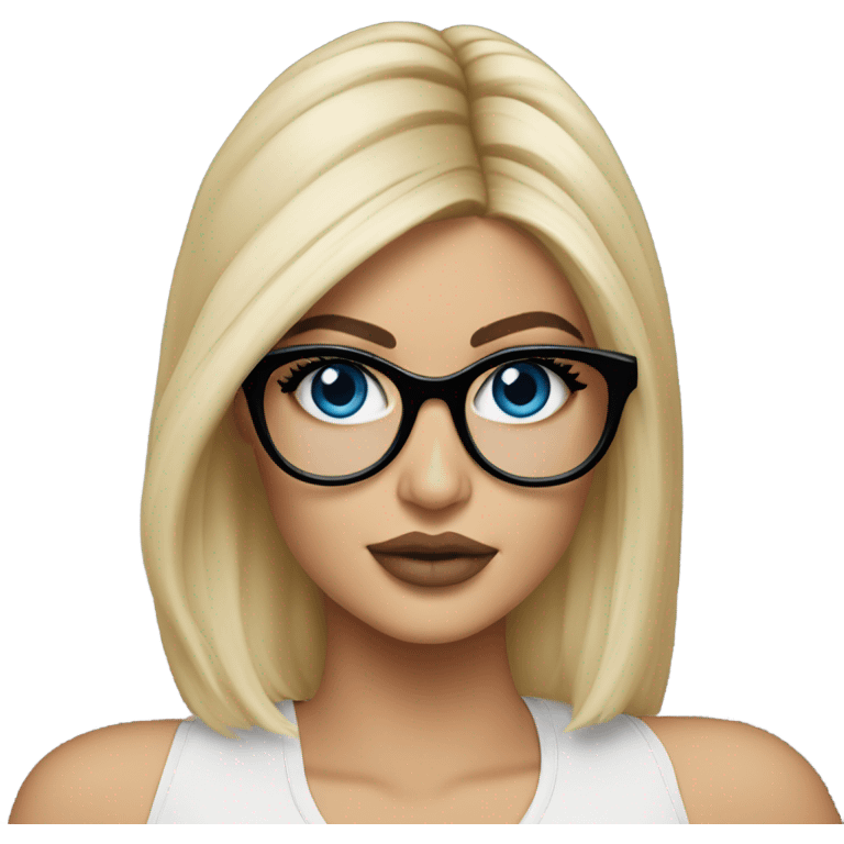 Hyper real blonde kylie jenner with blue eyes and glasses  emoji