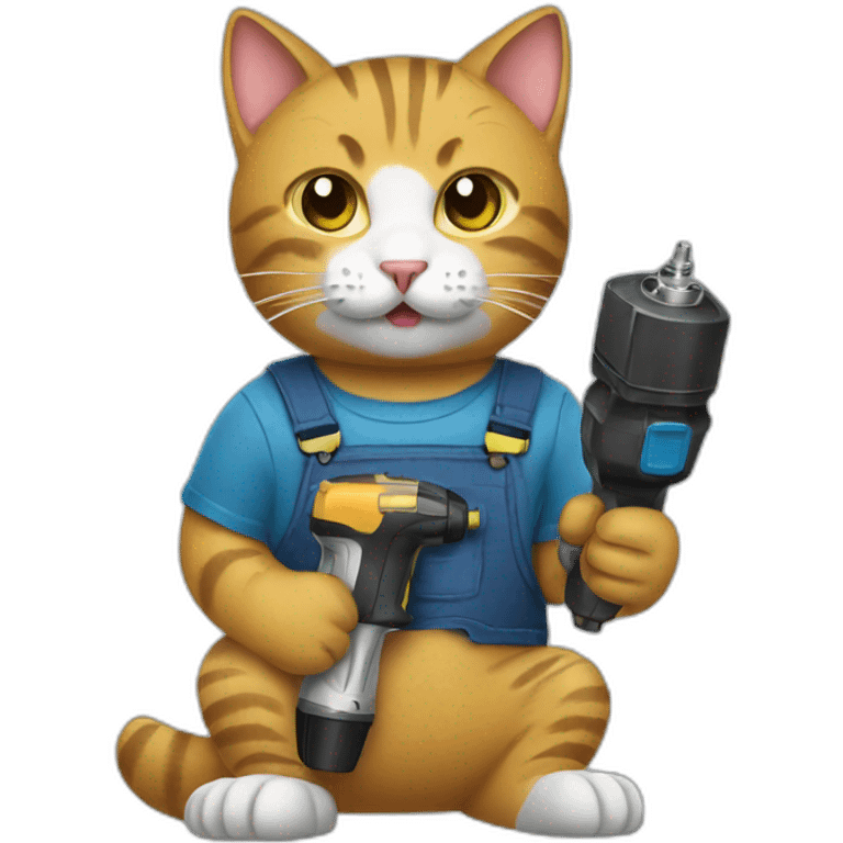 Cat holding a power drill  emoji