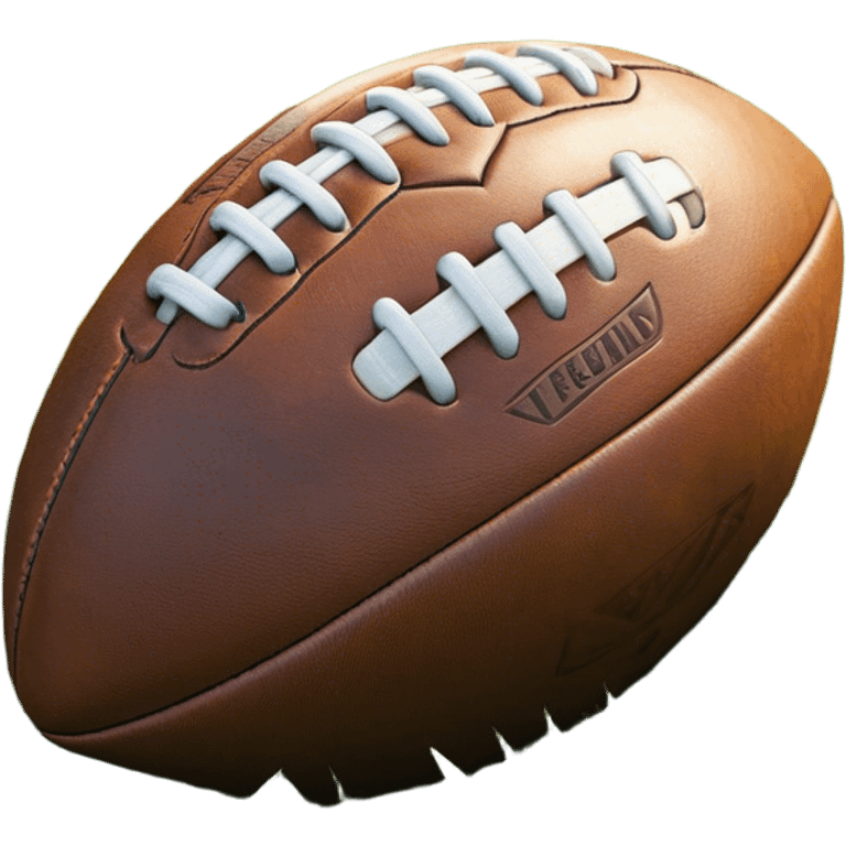 Cinematic Realistic image of an AFL ball resting on a lush, grassy field, showcasing weathered leather textures and intricate markings, bathed in soft, natural lighting that emphasizes its iconic role in the game emoji