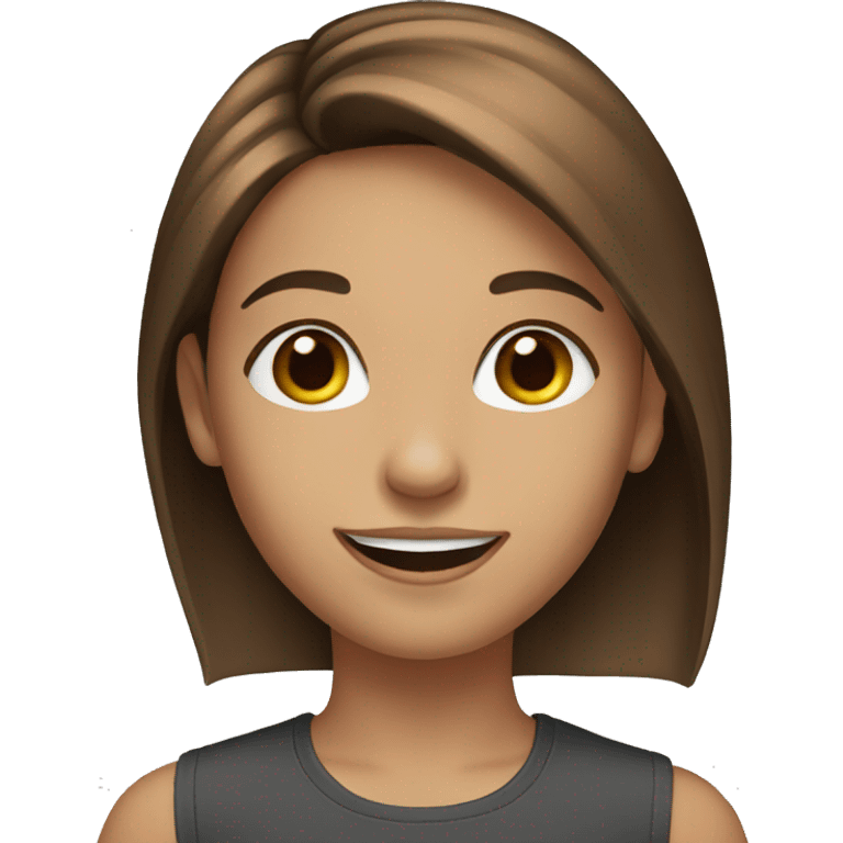 smiling girl, brown straight hair with earrings emoji