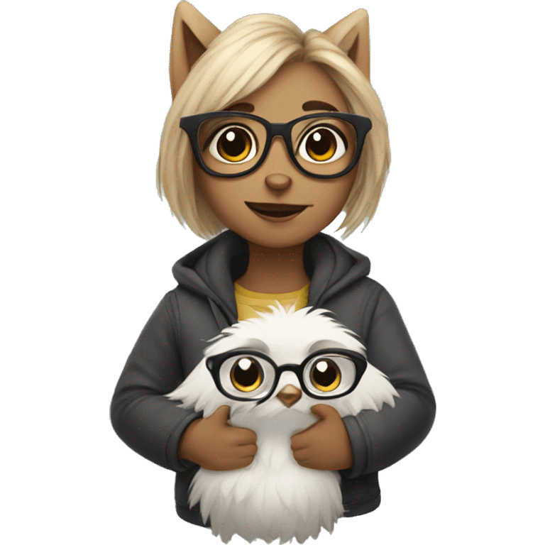 furry girl with glasses and bird emoji