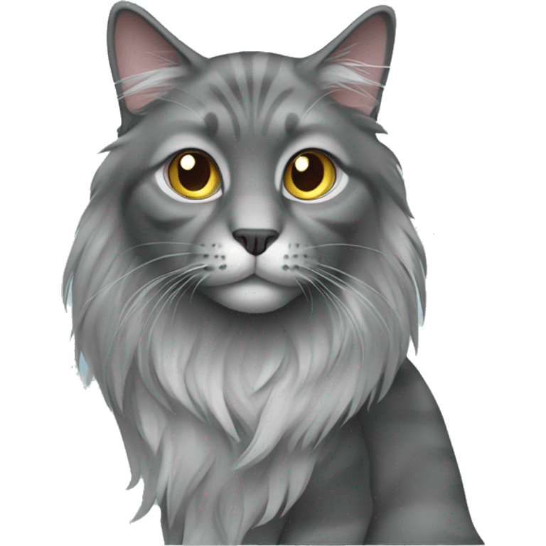 Long hair gray cat emoji