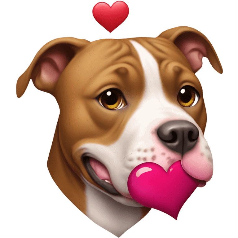 pitbull holding a heart emoji