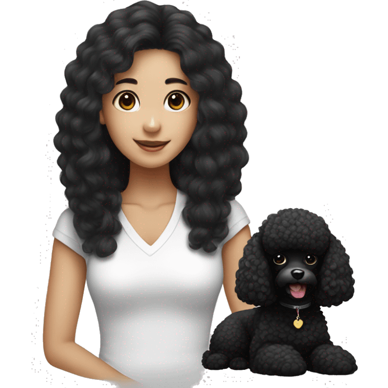 Balck poodle with long black hair korean girl emoji