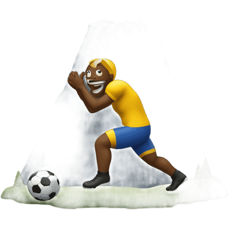 Football peeing on a mountain emoji