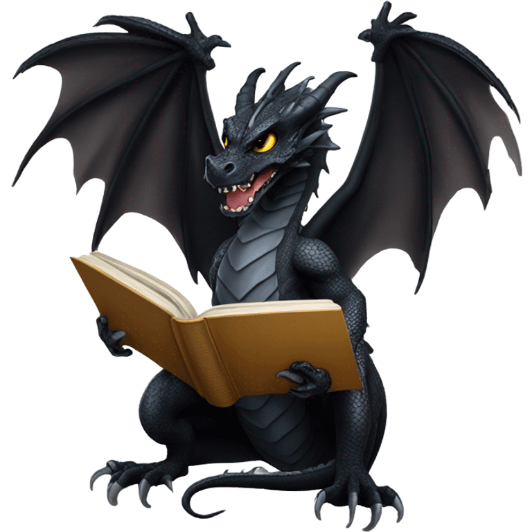 black dragon with a book emoji