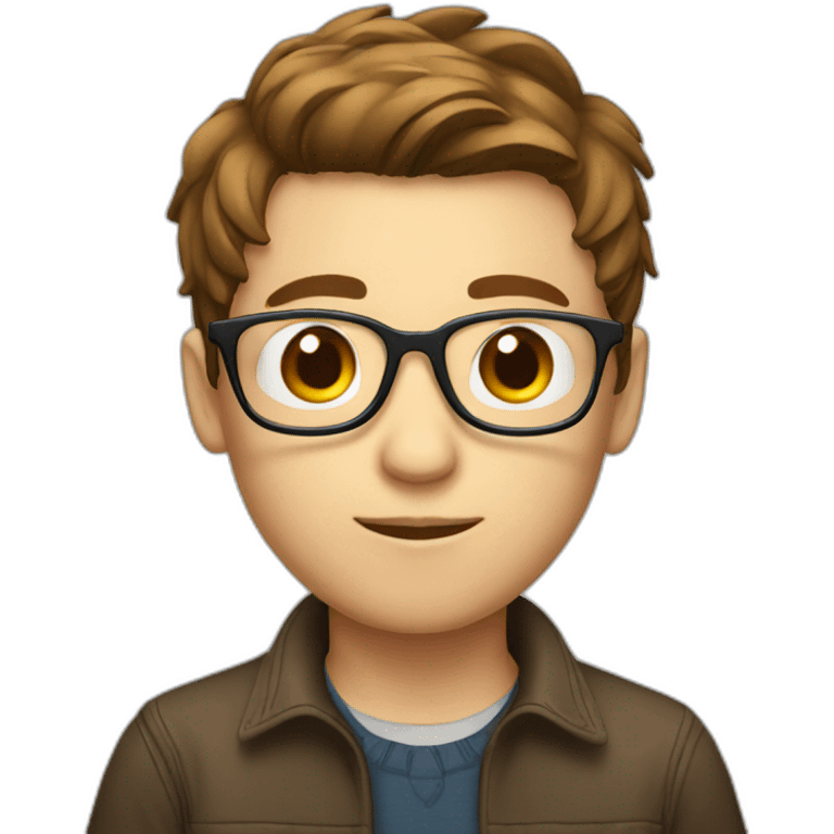 boy with glasses, white, with brown hair drinking emoji