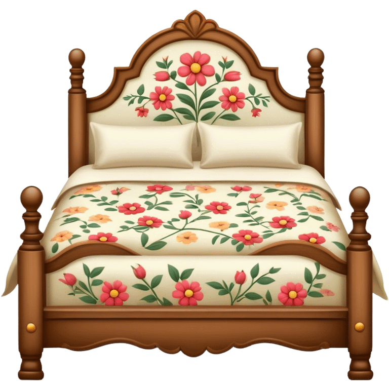 Vintage bed with flower design emoji