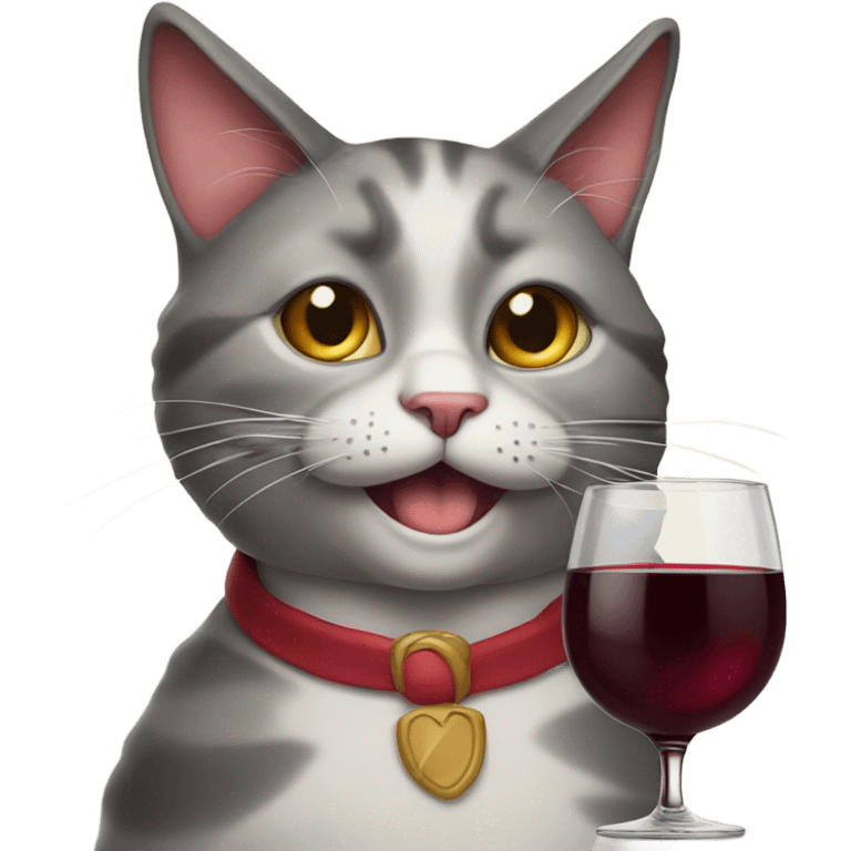 smug looking cat drinking a glass of wine emoji