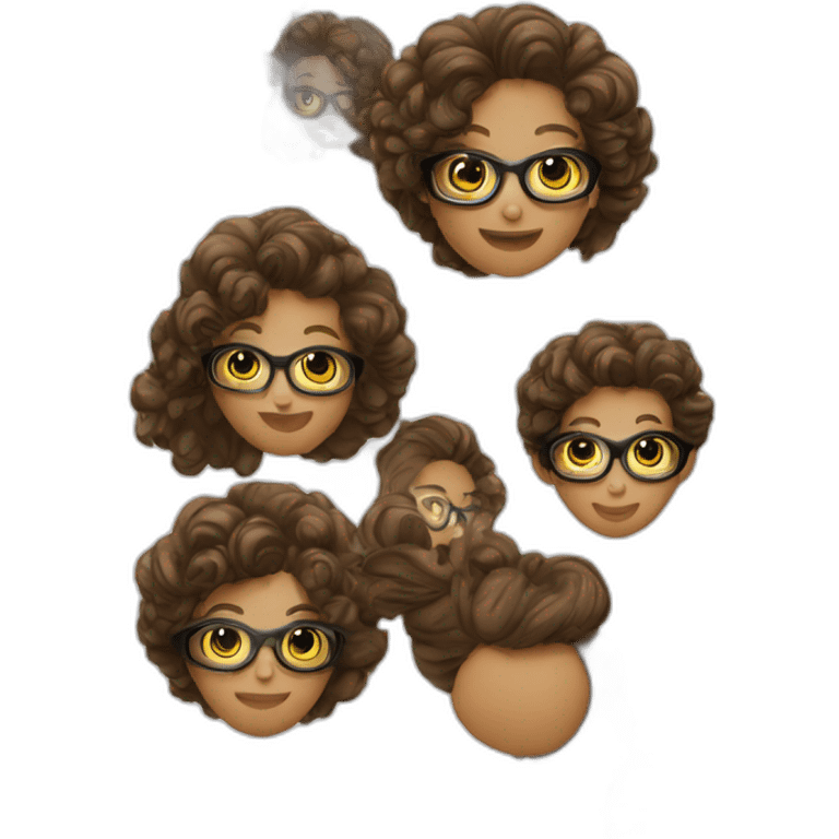 Meisje donkerbruin los haar zwarte bril emoji