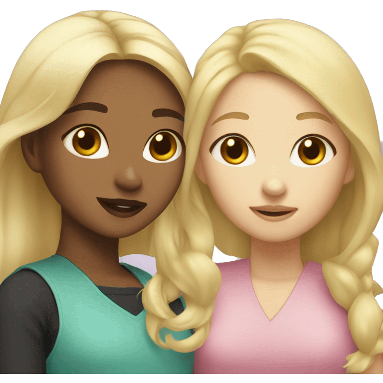 Asian and blonde girl besties emoji