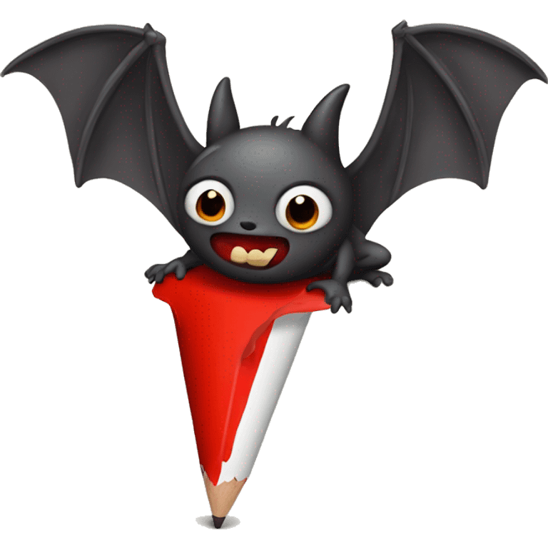 Bat eating a red crayon emoji