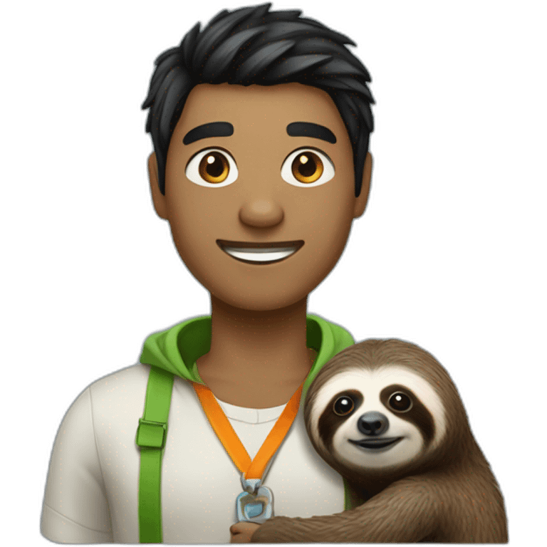 black hair irish software engineer with a sloth around the neck emoji