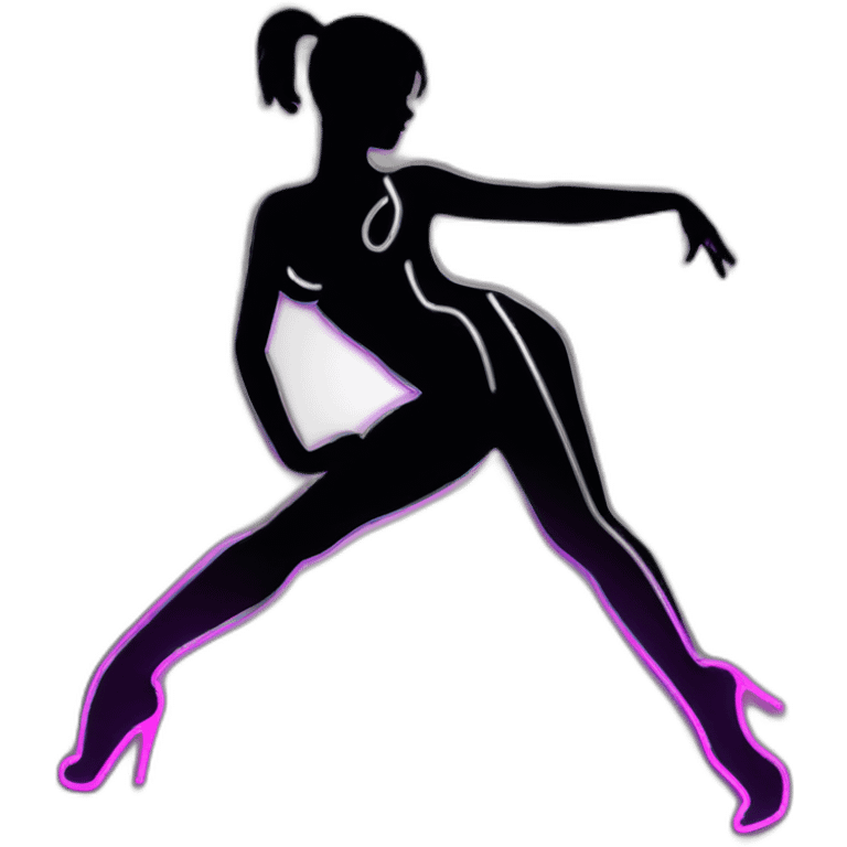 Sexy silhouette dancer silver neon sign emoji