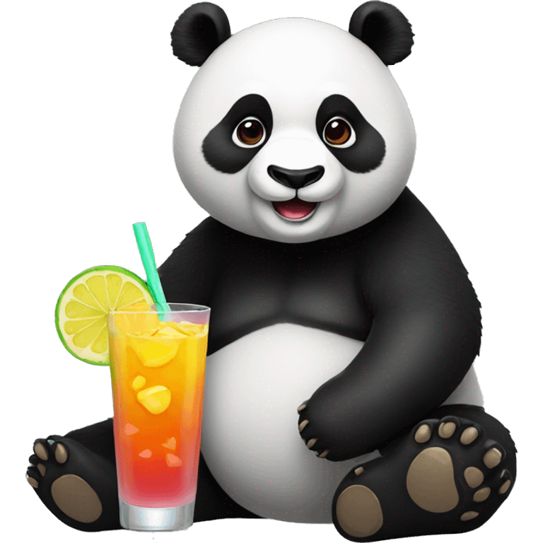 Whole panda with coctail in arm emoji