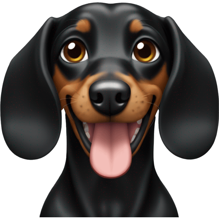 dachsund, happy, head only, black, head emoji