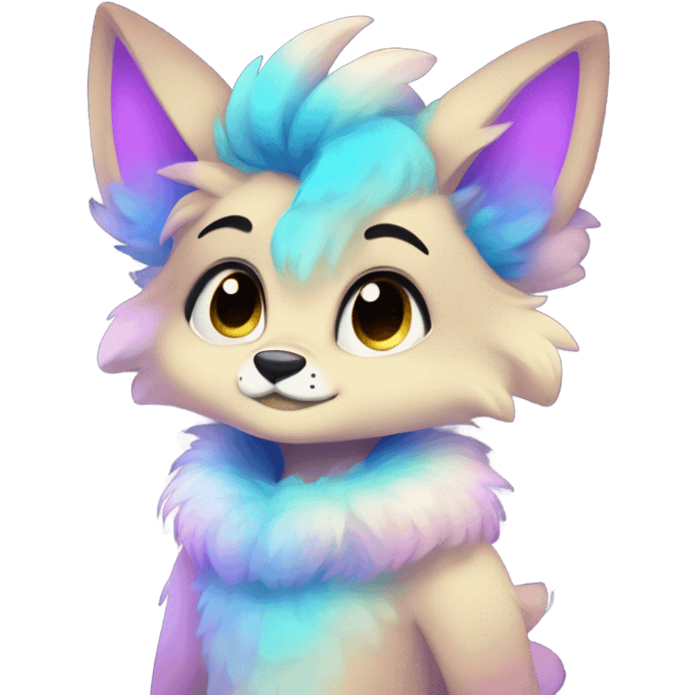 Adorable innocent cute gradient-Sparkle-nebula-fursona anthropomorphic furry full body emoji