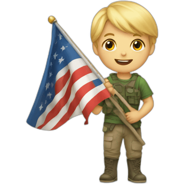 a young blond boy holding a flag "vivouk" emoji