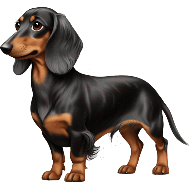 Fullbody Longhair cream shaded spotted dachshund emoji