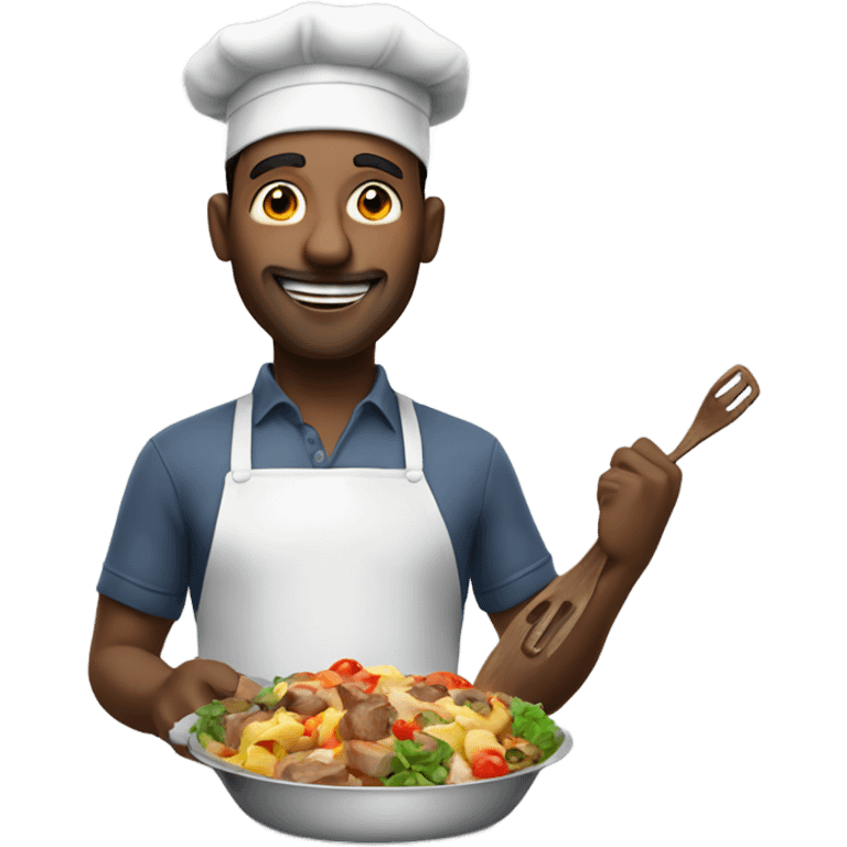 a man who is a good cooker that is enjoying the meal emoji