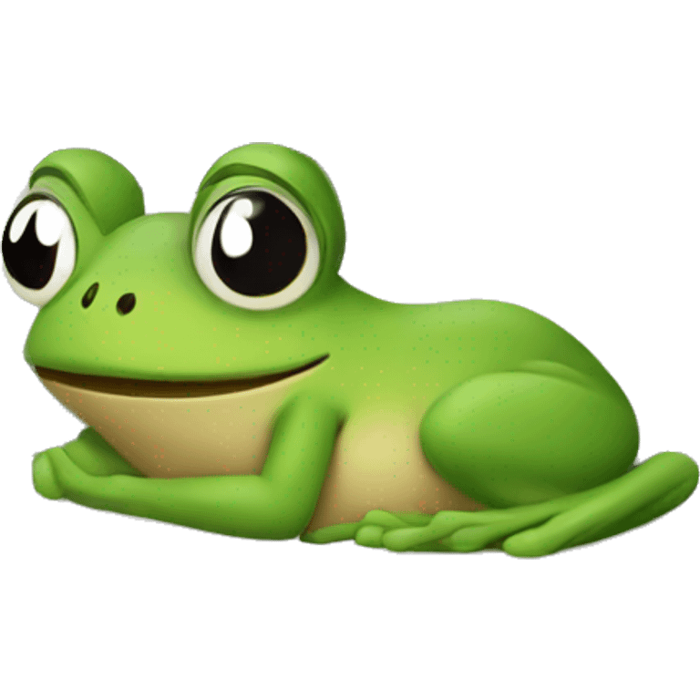 A frog laying in a bed emoji