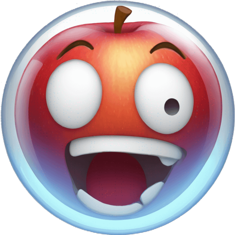 Scared apple emoji in a bubble emoji