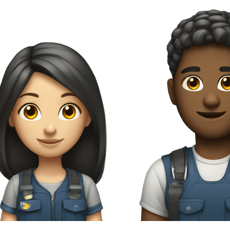 Boy and girl tow truck drivers together  emoji