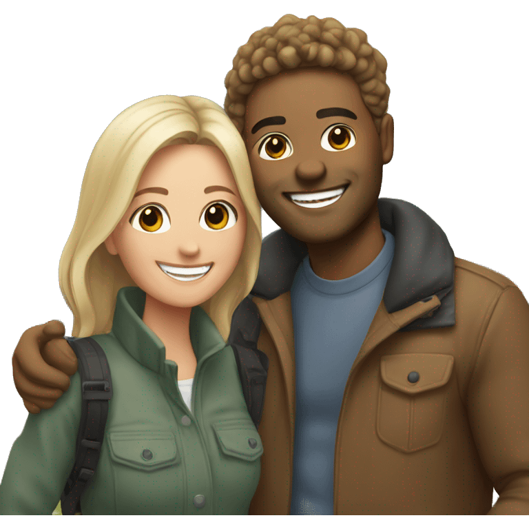 happy couple outdoors smiling emoji