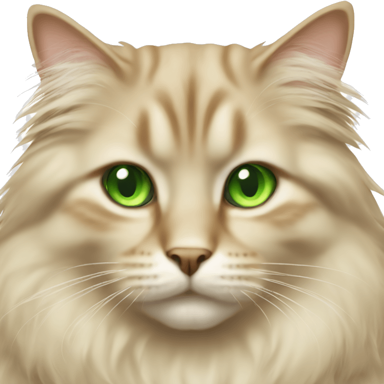 Long hair fluffy beige cat with green eyes emoji