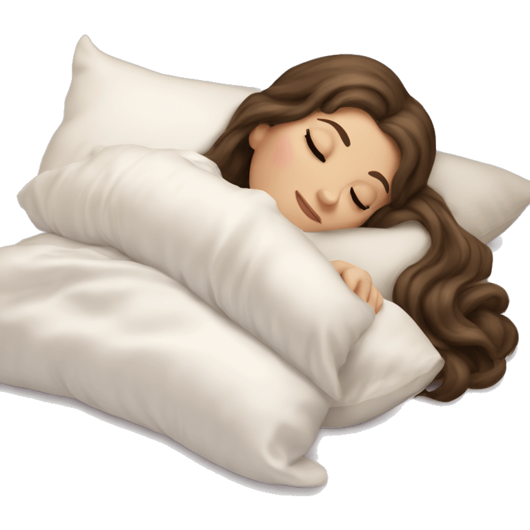 sleeping beauty brunette white girl with a silk pillow emoji