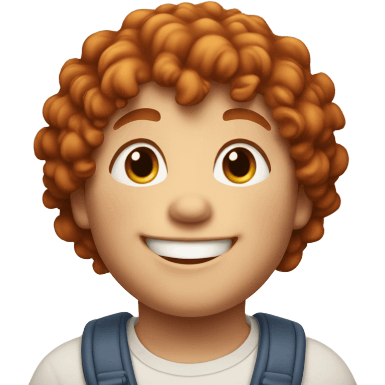 Bading redish curly little hair guy with corners in the hair chubby smiling emoji