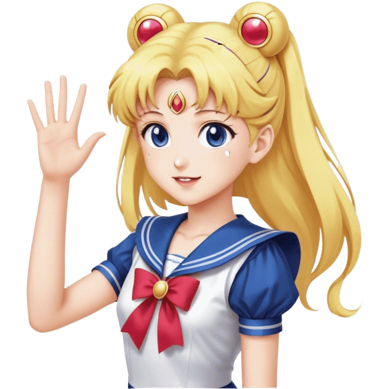 anime girl sailor moon waving hand emoji