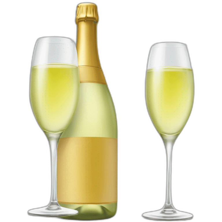 cava logo one big bottle and two same clinking glasses of white wine emoji