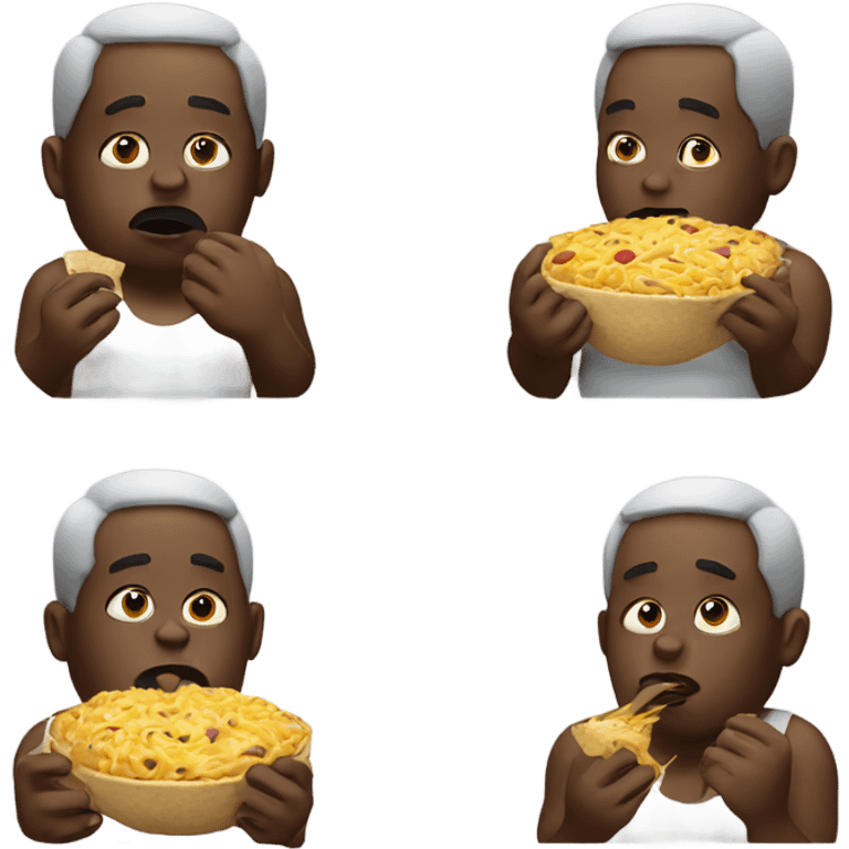 Black Fat man eating emoji