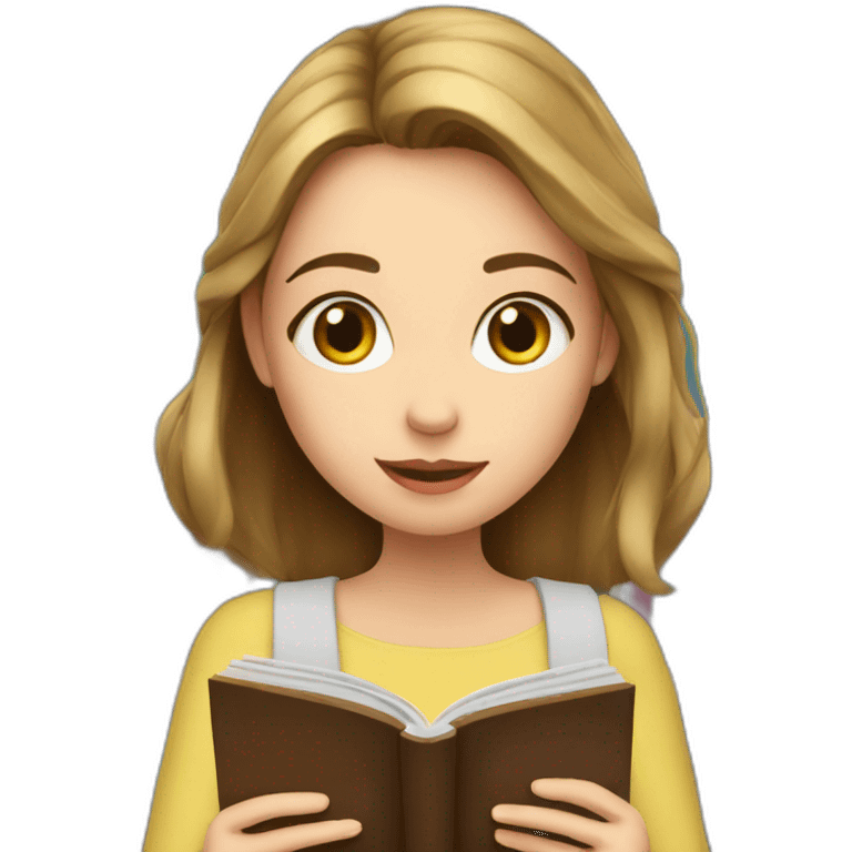 european girl reads a book emoji