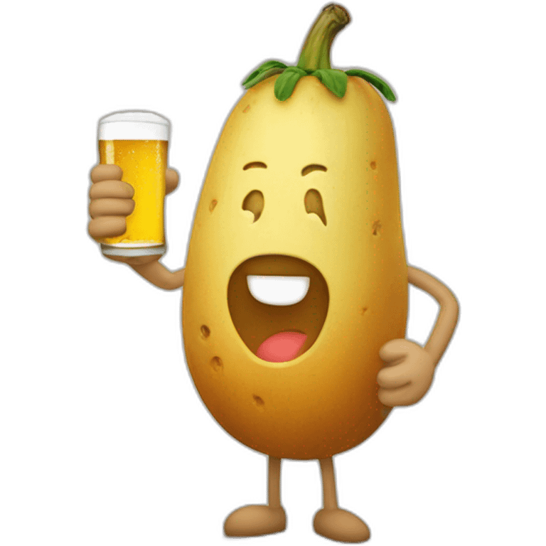 Une patate avec une bière dans les mains emoji