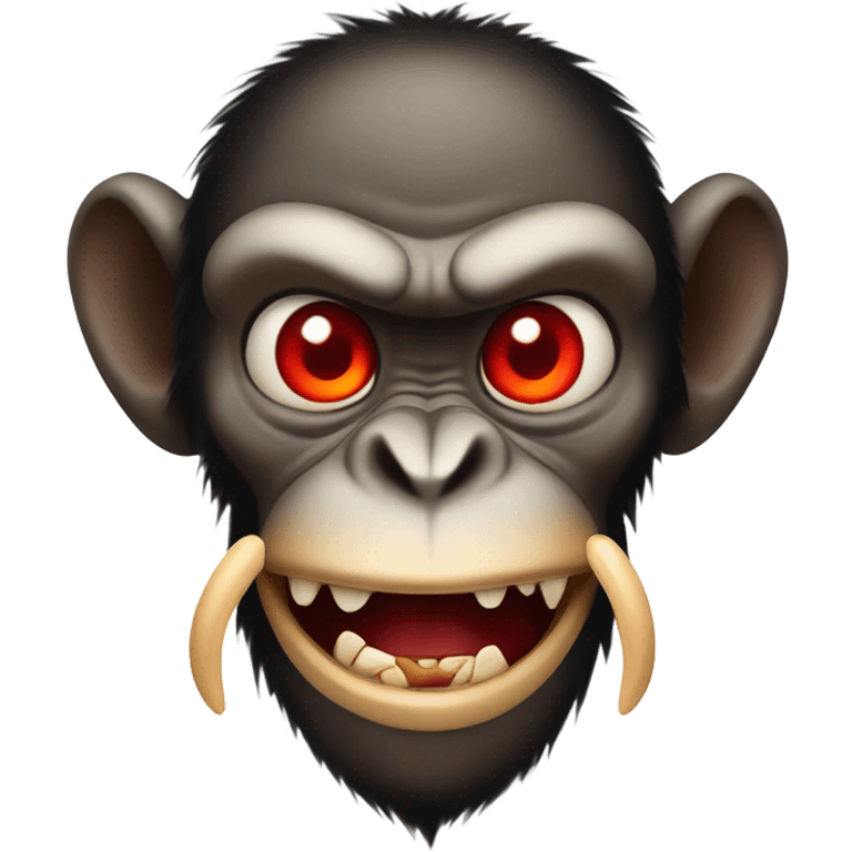 Evil monkey with red eyes and sharp teeth emoji