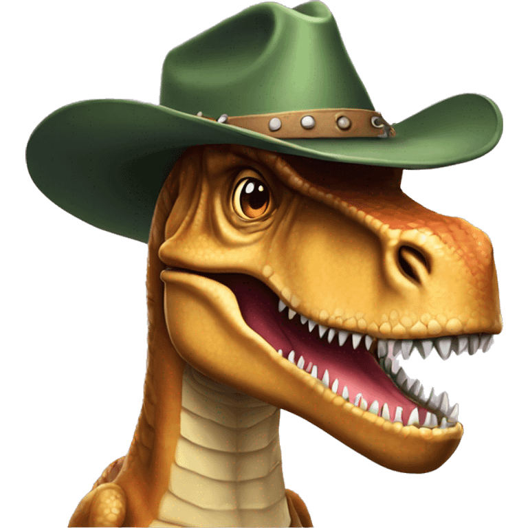 tyrannosaurus rex with a cowboy hat emoji