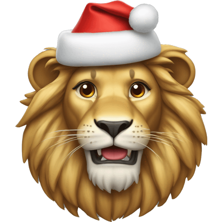 lion in santa claus hat emoji