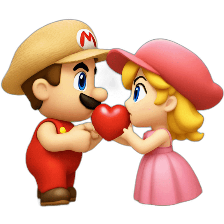 mario and peach love kiss at the beach emoji