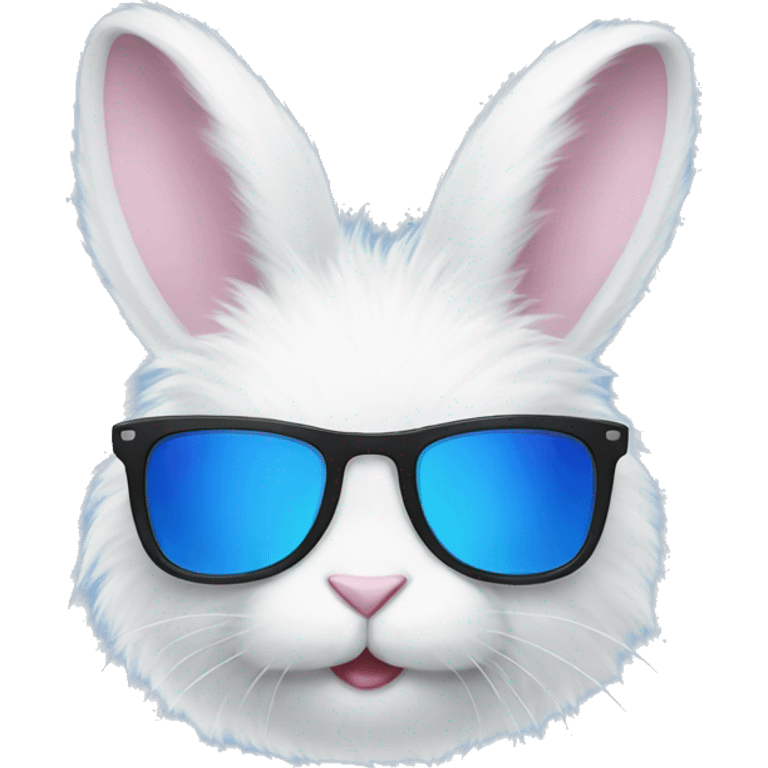 Very fluffy rabbit with blue sunglasses emoji